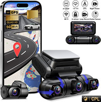 360°Panorama Dash Cam 4 Channel Front/Back/Left/Right 4*1080P Camers 5G WiFi/GPS/8 Infrared Light Night Vision Monitor 512GB