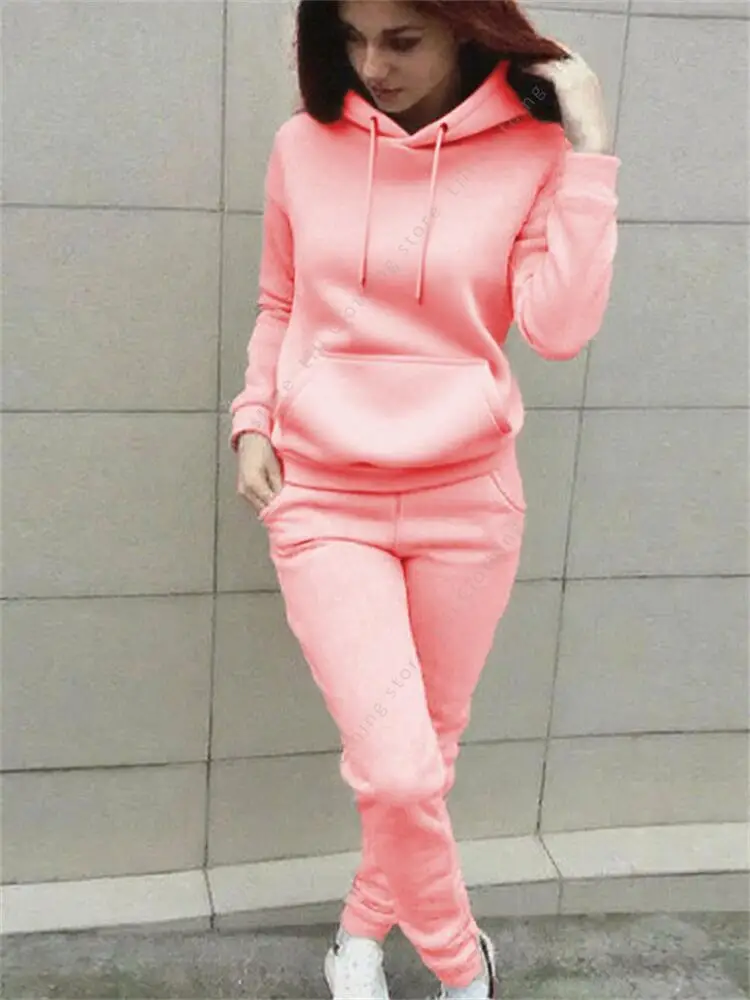 

Women pants Sets High quality Hoodie pants Autumn Winter 2-Piece Outfits Basic blank Sweatshirt Sweatpant Loose women Tracksuit
