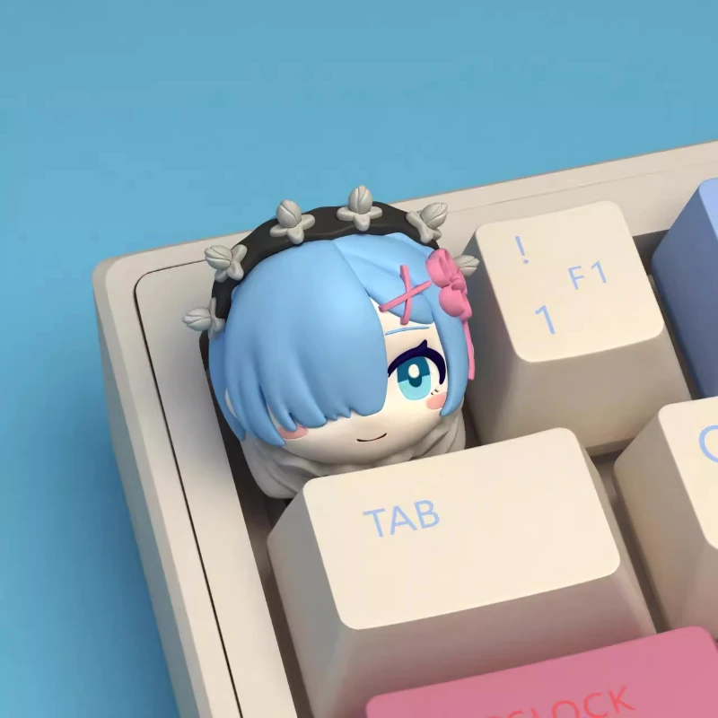 

Re: Zero Creating Life in Another World Тематические колпачки для клавиш Оригинальный дизайн Rem колпачки для механической клавиатуры Artisan Колпачки для клавиш из смолы