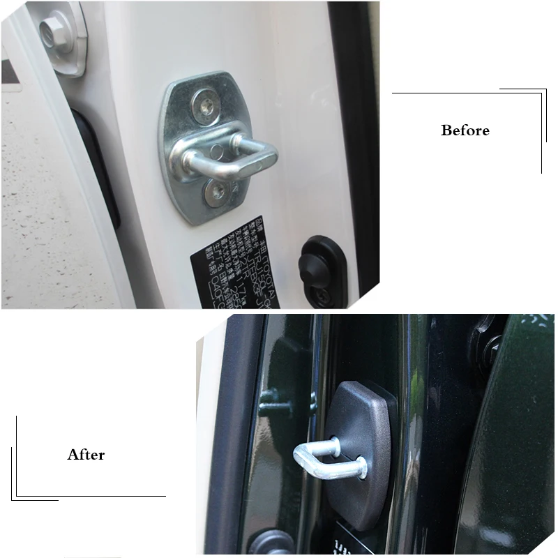 Diy adesivo de bloqueio da porta do carro capa anti-ferrugem apto para toyota sienna zelas sequoia tacoma hilux fj cruiser 4 peças por conjunto