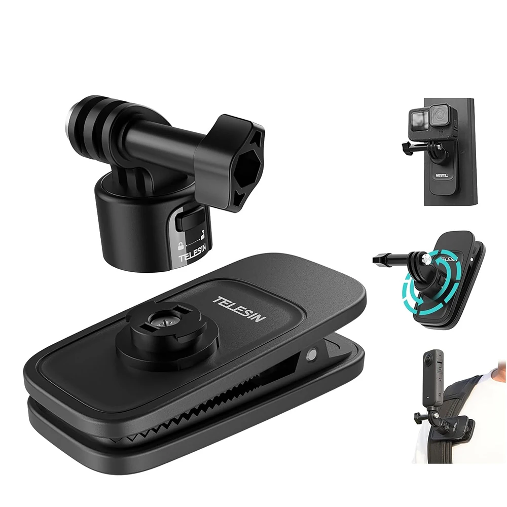 

TELESIN Bag Belt Shoulder Strap Holder Quick Release Magnetic Backpack Clip Mount for GoPro Hero 10 Insta360 Dji Action Camera