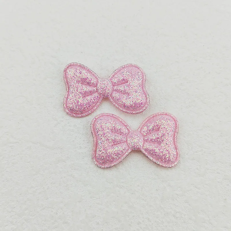 100 Stück Glitzer-Stoff-Schleifenapplikationen 4x2,5 cm für DIY-Nähprojekte, Kopfbedeckungen, Haarspangen, Schleifendekorationen, Aufnäher für Kleidung und Hüte – Detail 18