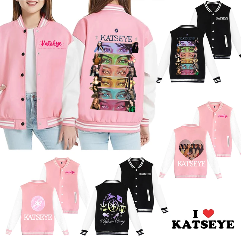 

Katseye Girl Boy Baseball Jacket K Pop Girl Group Children Fashion Jacket Autumn Personality Street Coats Costume Y2k Clothing