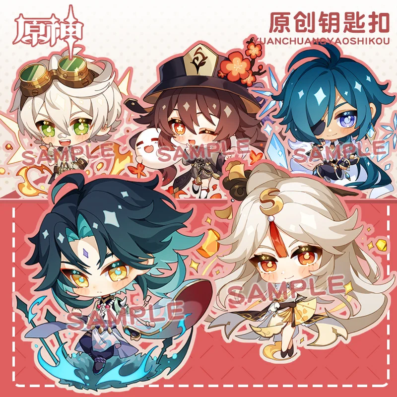 Брелки для ключей Genshin Impact, Фонтейн, нингуан, ху Тао, чжунглли, Сяо, паймон, барбатос, косплей, акриловый брелок, 28 стилей, аксессуары