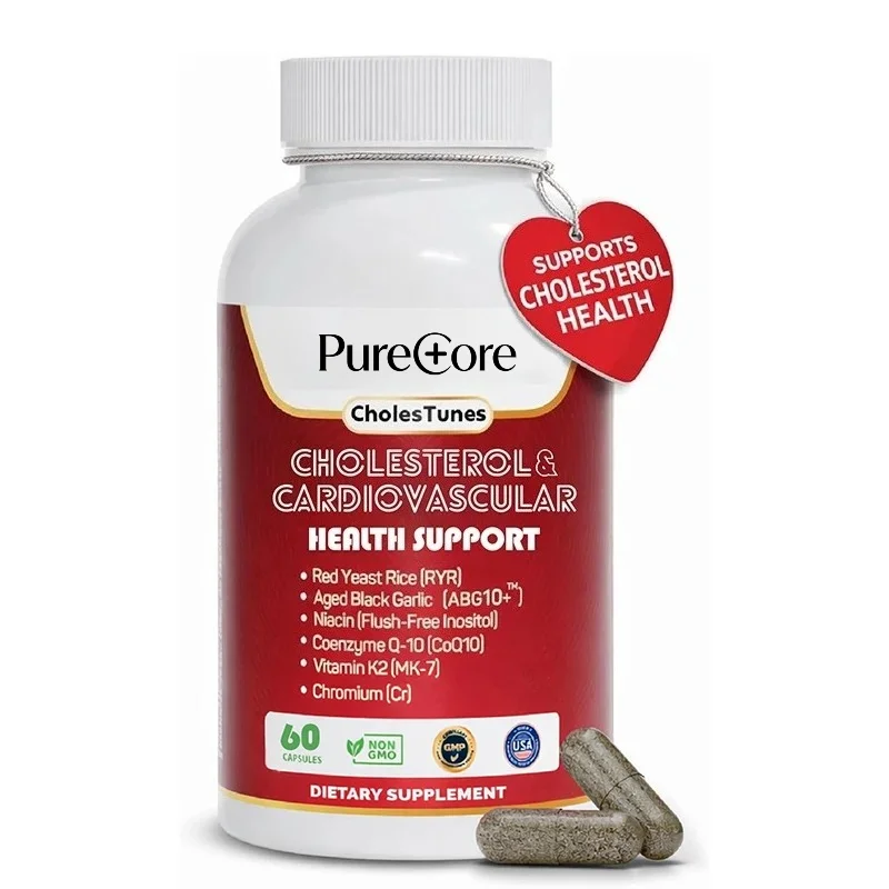Cholesterol Support Supplement, 60 Capsules, Containing Red Yeast Rice, Aged Black Garlic, Coenzyme Q10, Niacin