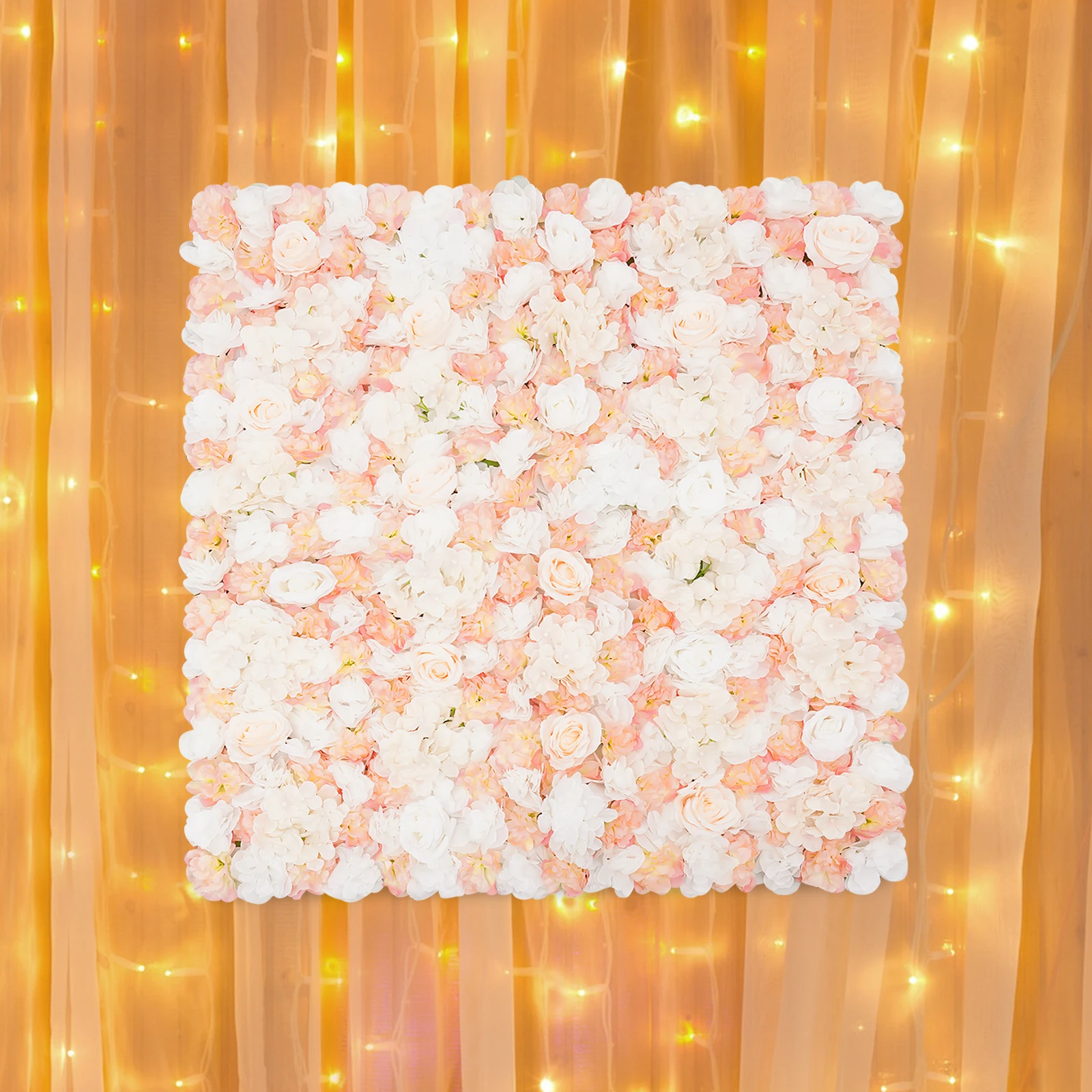 Paneles de pared de flores artificiales de 3,28x3,28 pies, tapete de pared de flores, paneles de flores de rosas de seda, fondo de pared de flores artificiales para bodas