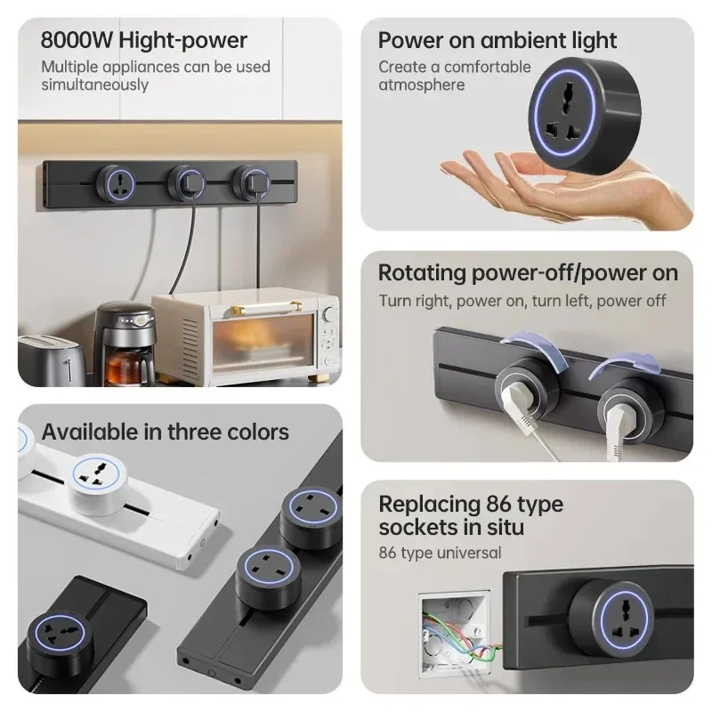 30CM/40CM/50CM Brazil/Russian/Israel/Italy Track Socket Wall Power Rail Movable Adapter Plug Sockets8000W EU US UK Standard USB view 2