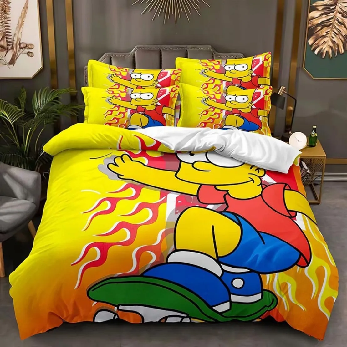 

The Simpsons Duvet Cover Simps Beddings Set Cartoon Anime Harajuku King Size Bed Bedroom Duvet Cover Beddings Set