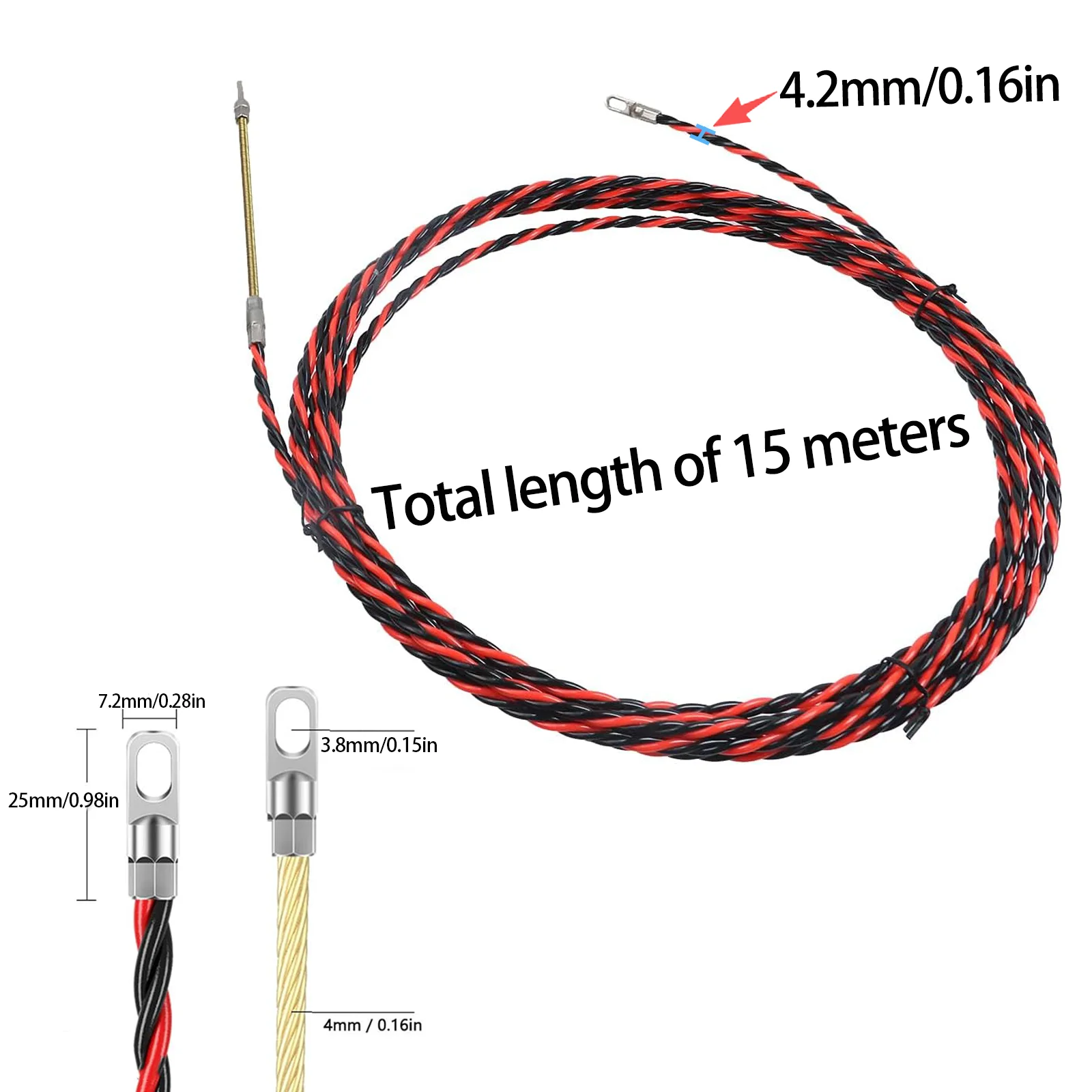 Cable Puller Fish Tape Fiberglass Wire Threader Electrical Cable Guide Device Push Duct Snake Rodder Electrician Tool Repair Kit