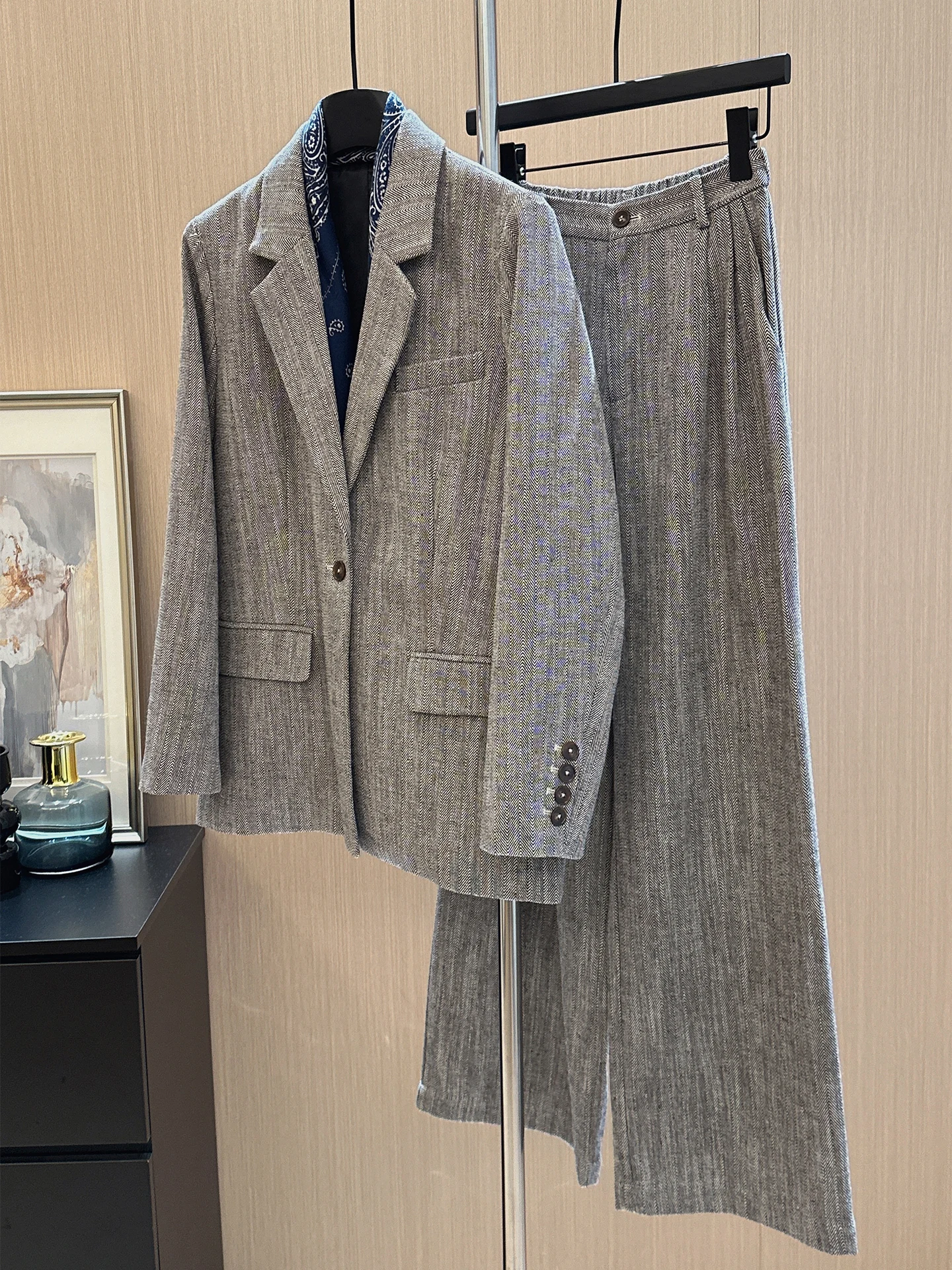 

Faionable Two-Piece Set Ele Straight-Leg Suit Unique Sli Ensemble for Women Autumn Wear Casual Office Suitable