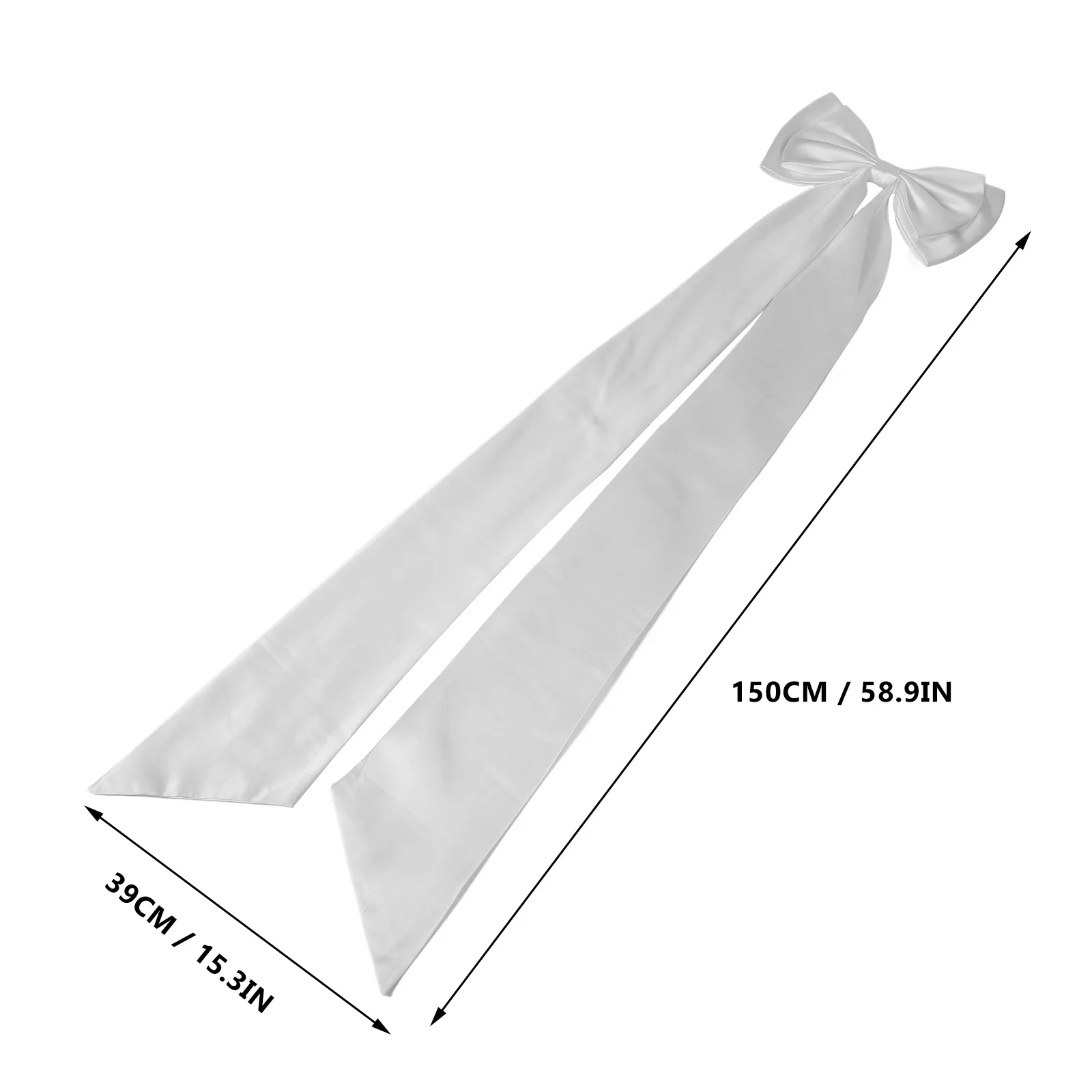 وشاح الخصر الزفاف كبير القوس القابل للانفصال شريط من الساتان الأبيض لثوب الزفاف القابل للإزالة Bowknot فستان مُصمم حسب الطلب للعرائس #3