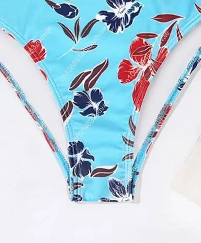 Tainehs Women's Push Up V Neck Bikini Sets Criss Cross Back Two Piece Bathing Suit