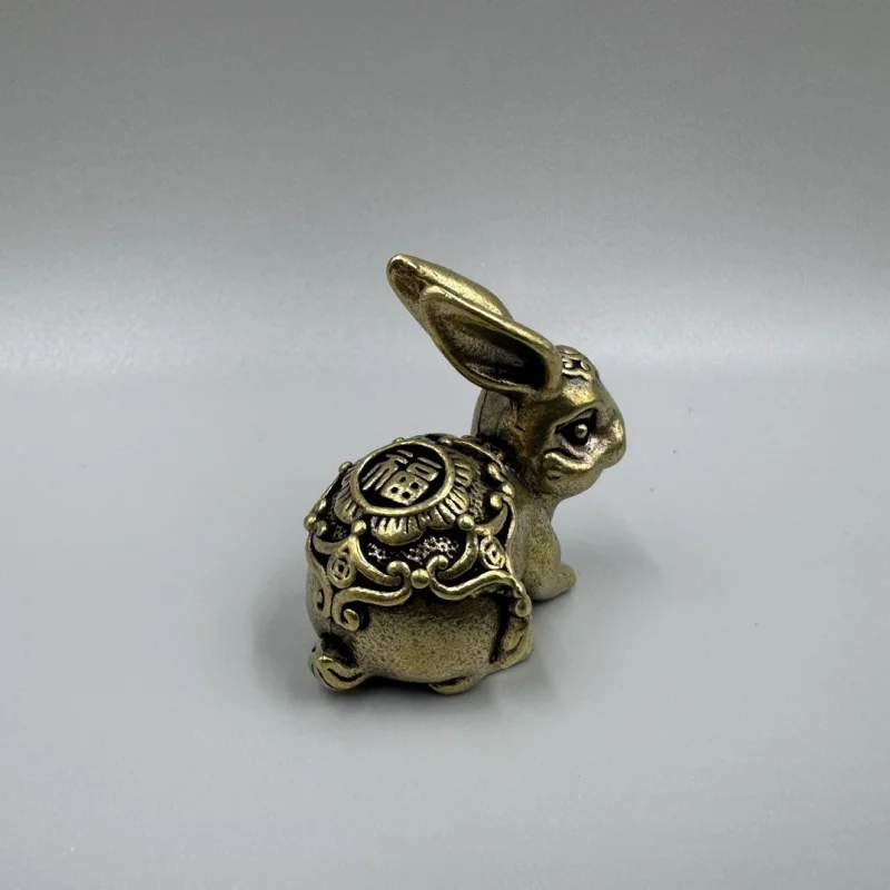 Antique Collectible Bronze Zodiac Solid Ornament Pure Brass Fortune Rabbit Decorative