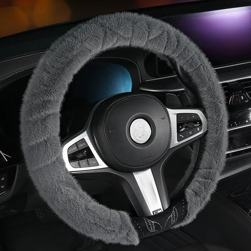 

New diamond plush winter warm car steering wheel cover