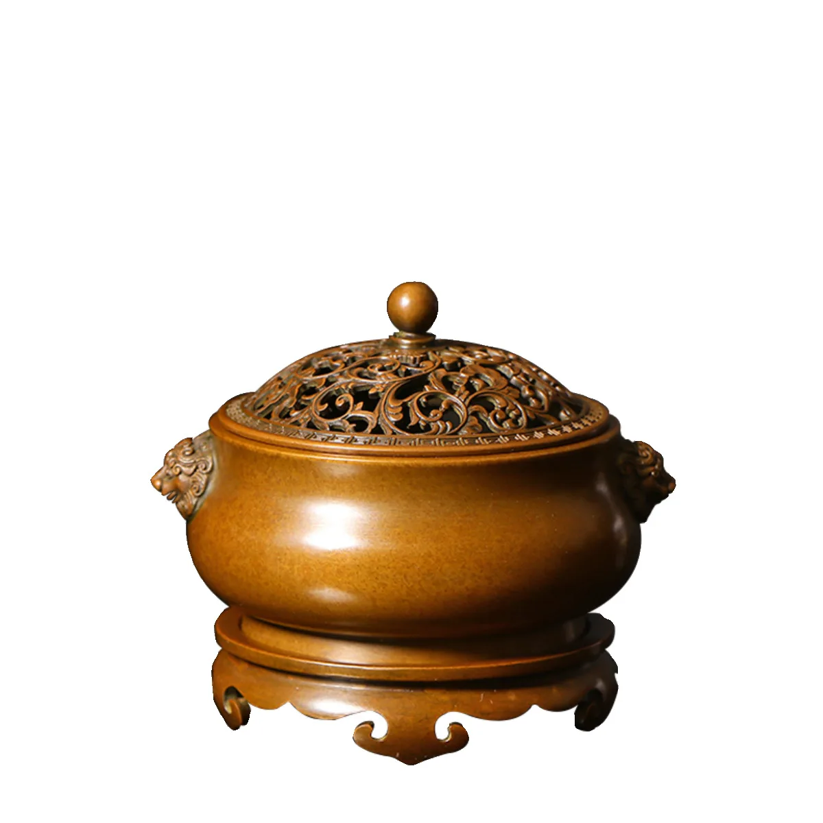 Qing Songtang Lion Head Stove Su  Copper Master Hu Qingsong's Incense Burner Tower Plate