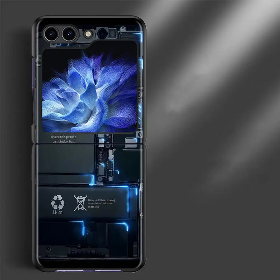 Case for Samsung Galaxy Flip6 Flip7 FE Flip5 Z Flip 7 6 5 4 3 Flip4 Flip3 Back Phone Cover Funda Circuit Board Pattern