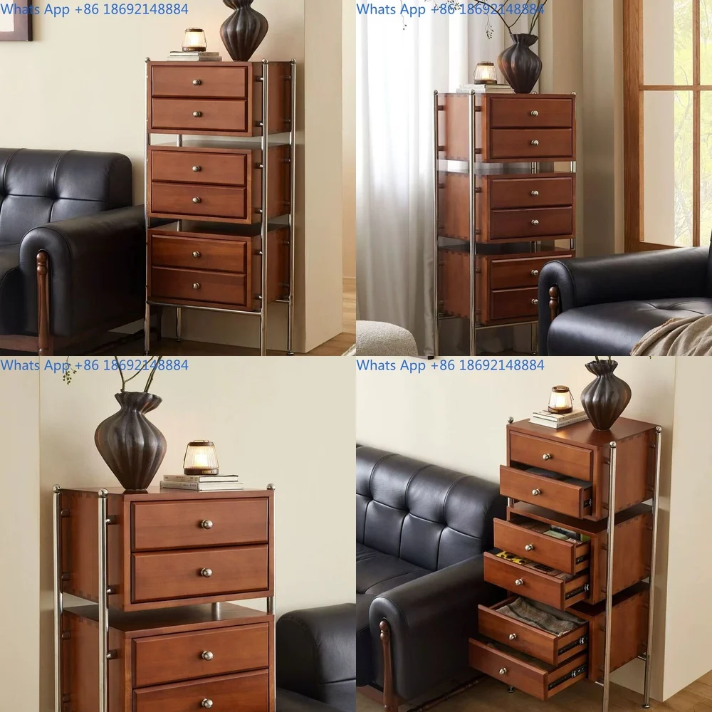 

Solid Wood Drawer Cabinet for Living Room Bedroom Storage Organizer Side Table