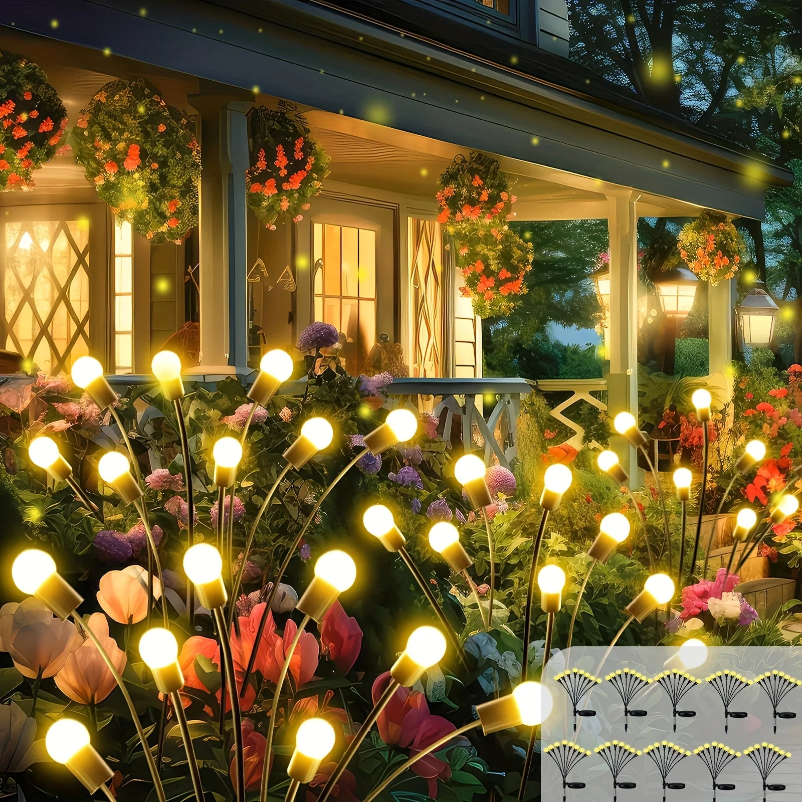 

96led Solar Firefly Light, Powered By Solar Energy, Ground Insertion Light, Suitable for Courtyards, Passages, and Gardens