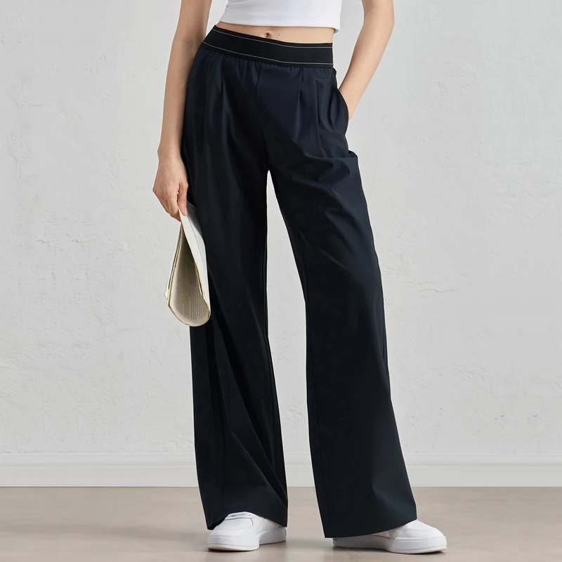 VITALINOVO Pantalones ligeros de pierna ancha, pantalones de yoga para mujer, pantalones de chándal de trabajo de viaje sueltos de cintura alta de 30 "para mujer
