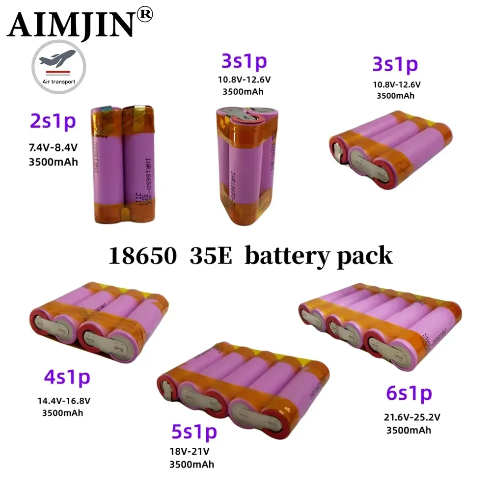 

For 24V screwdriver customized battery 35E lithium battery 7.4V-24V 3500mAh 18650 battery pack
