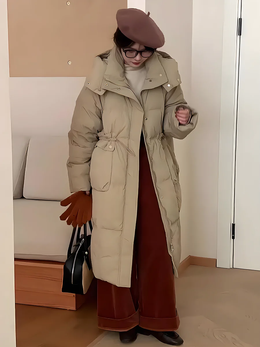 Cappotto Invernale Imbottito da Donna, Bianco Caldo, Versatile e alla Moda, Lunghezza Media, per il Pendolarismo