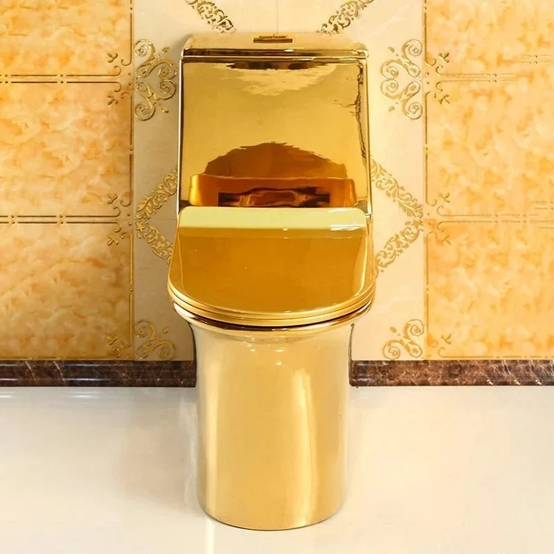 Golden Luxury Modern European Style Hotel Presidential Suite Golden Color Water Closet One Piece Ceramic Gold Toilet
