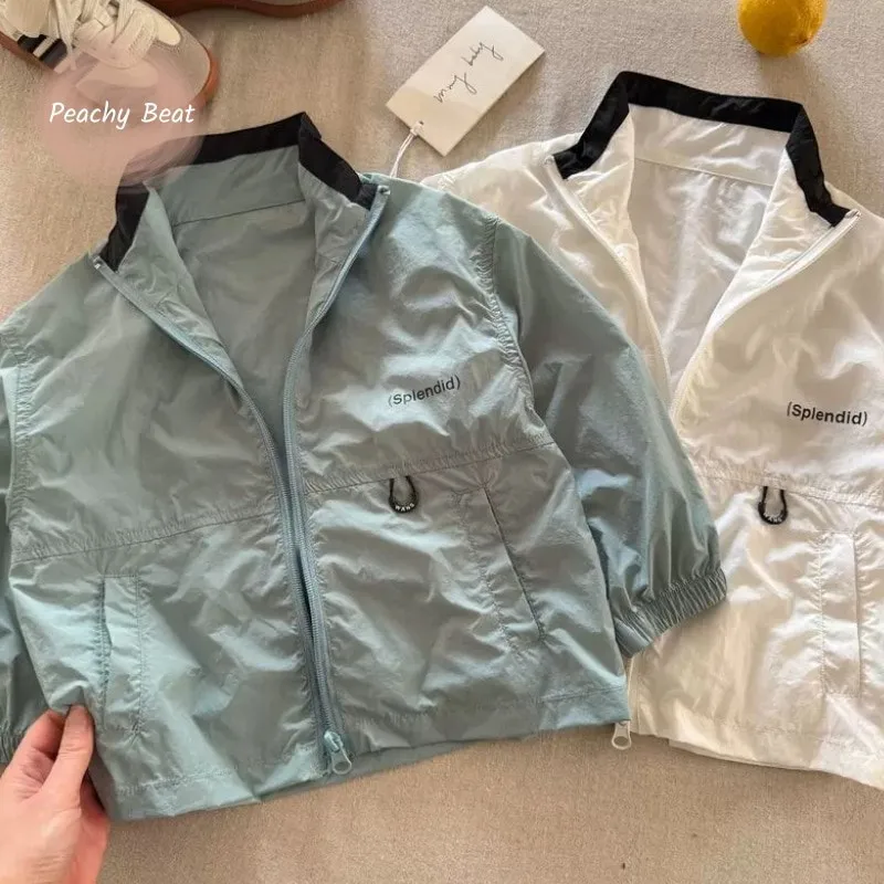 Fashion Baby Girl Boy Letter Print Jacket Toddler Teens Child Sport Outwear Summer Autumn Casual Baby Sun Protect Clothing 2-16Y