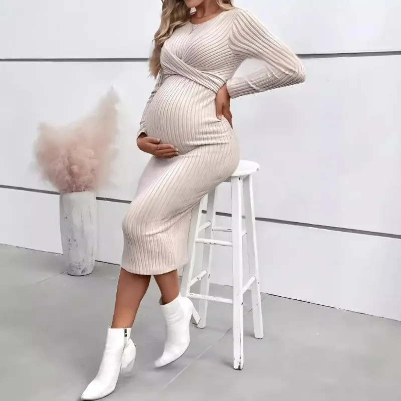 Spring American Casual Across Ties  A Line Slim Dress Maternity Elegant A Line Hot Clothes for Pregnant Women Pregnancy