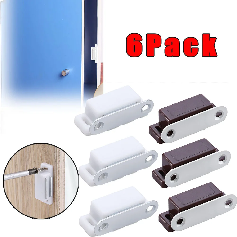 Door Closers Magnetic Catches Magnetic White 4.5cm 6PCS ABS Plastic Brown Cabinet Latches Door Catch Heavy Duty