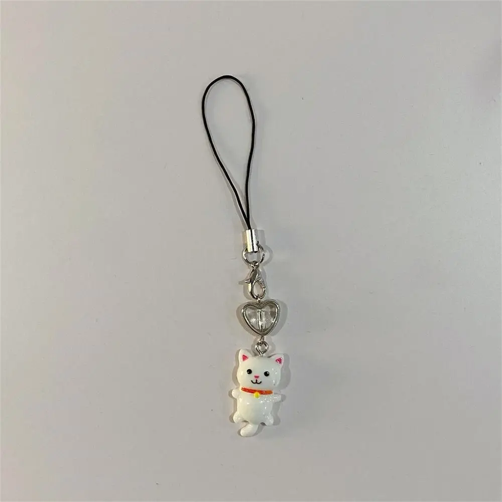 Anti Lost Cat Phone Strap Bag Decor Cat Pendant Keychain Y2K Phone Charm Heart Cellphone Chain Phone Lanyard Backpack Ornament view 3
