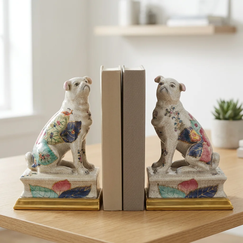 &c Handmade Art Decor Copper Ceramic Bookends Leopard Shape for Home Decor Fashional Animal Bookend