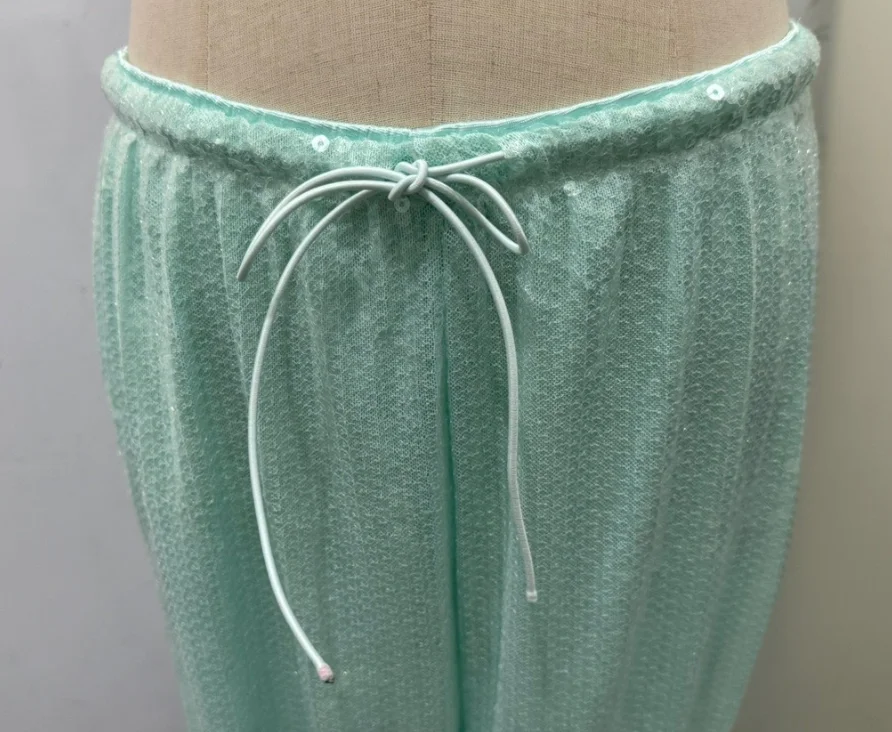 Sequin Loose Summer Women's Pants Low-rise Drawstring Straight Wide Leg Y2k Pant And Trousers New Beach Casual Clothes 2026