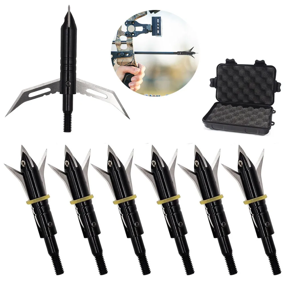 

100 лезвий для стрел для охоты | Наконечники для охотничьих стрел из нержавеющей стали с двумя лезвиями и кейсом для хранения для арбалета и стрельбы
