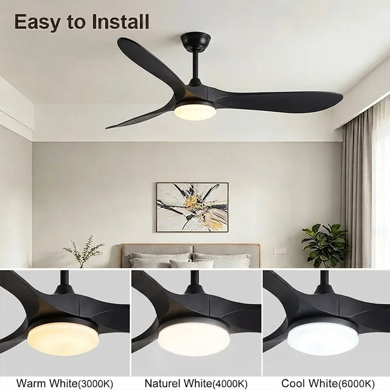 52 Inch Minimalist Ceiling Fan With Remote Control 6 Speed High Wind Power Fan Living Room Bedroom Ceiling Fan Light