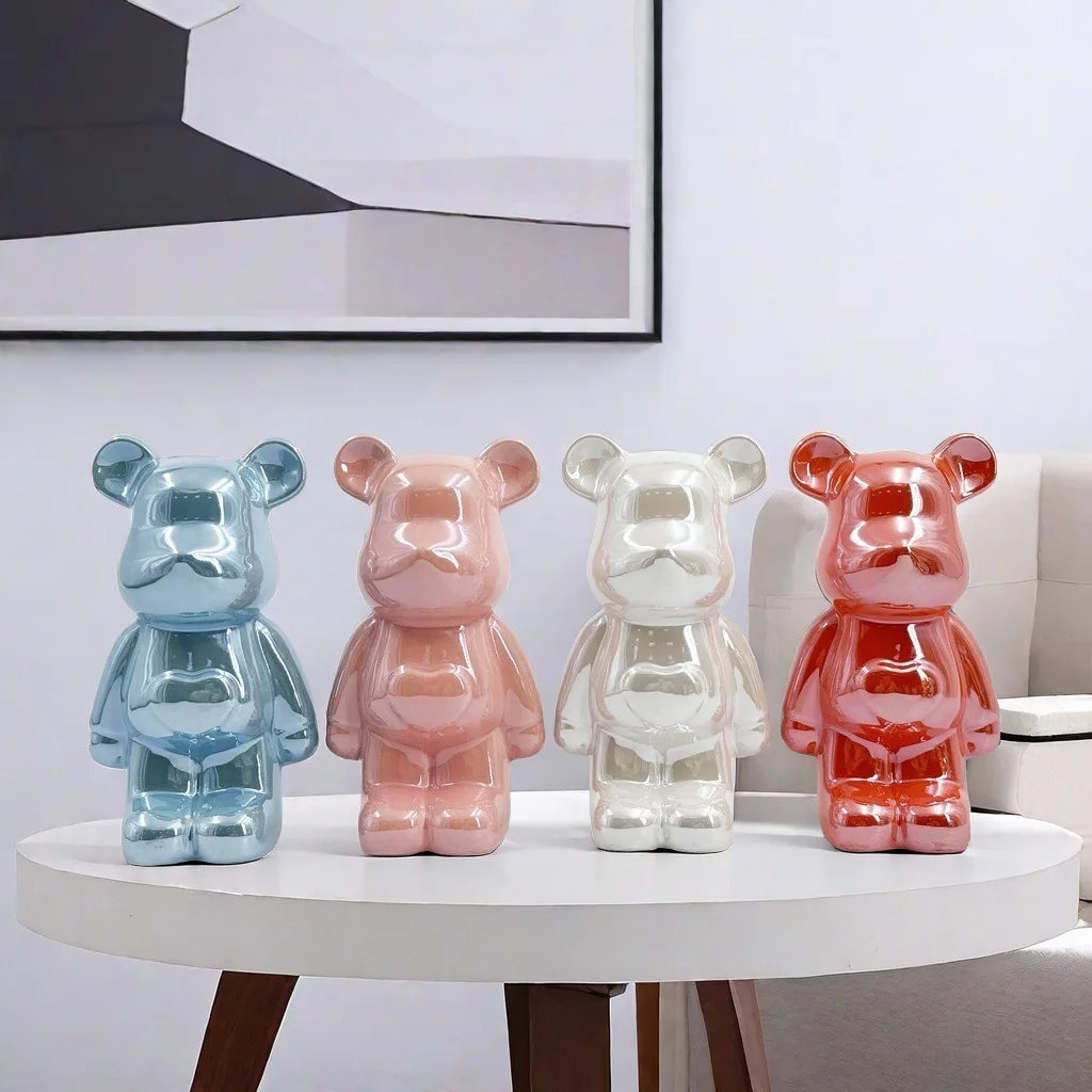 18-28CM European Electroplating Ceramic Care Bear Doll Ornament Home Desktop Living Room Decoration Ornament Decorative Figurine