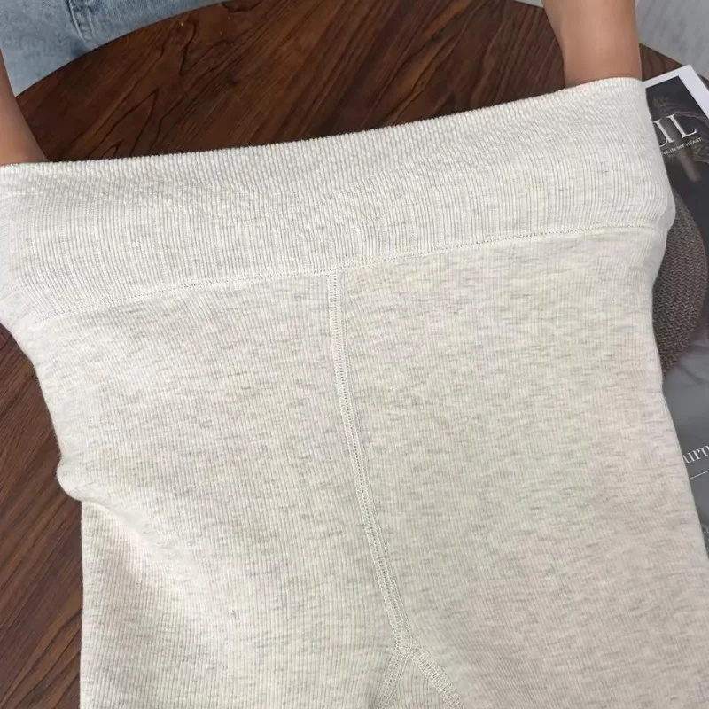 เลกกิ้งบุขนสำหรับผู้หญิง ฤดูหนาว อุ่นหนา สีเบจ สีดำ ถุงน่องยืดหยุ่น เลกกิ้งเอวสูงบุขนสำหรับผู้หญิง