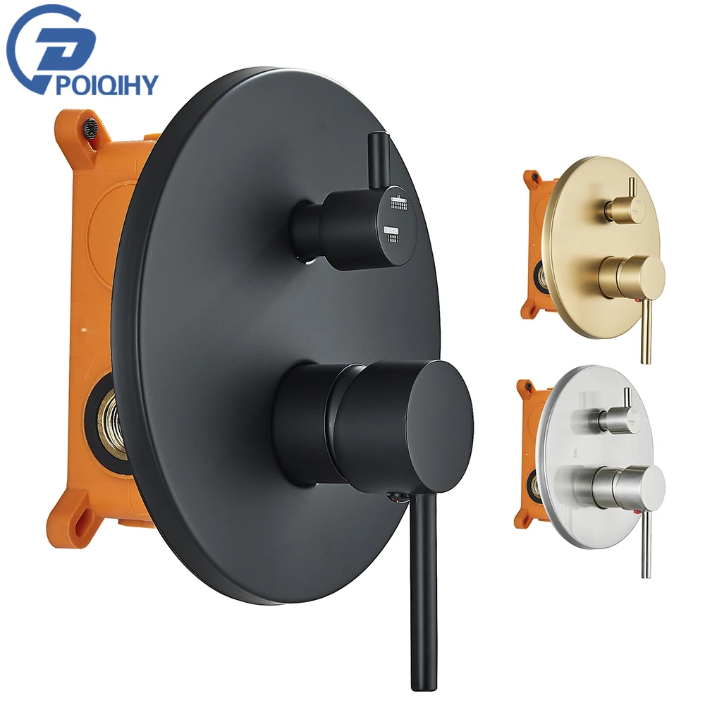 

Черный душевой клапан, 2-3ходовой смеситель для ванны и душа, скрытый клапан, настенный матовый золотой смеситель, аксессуар