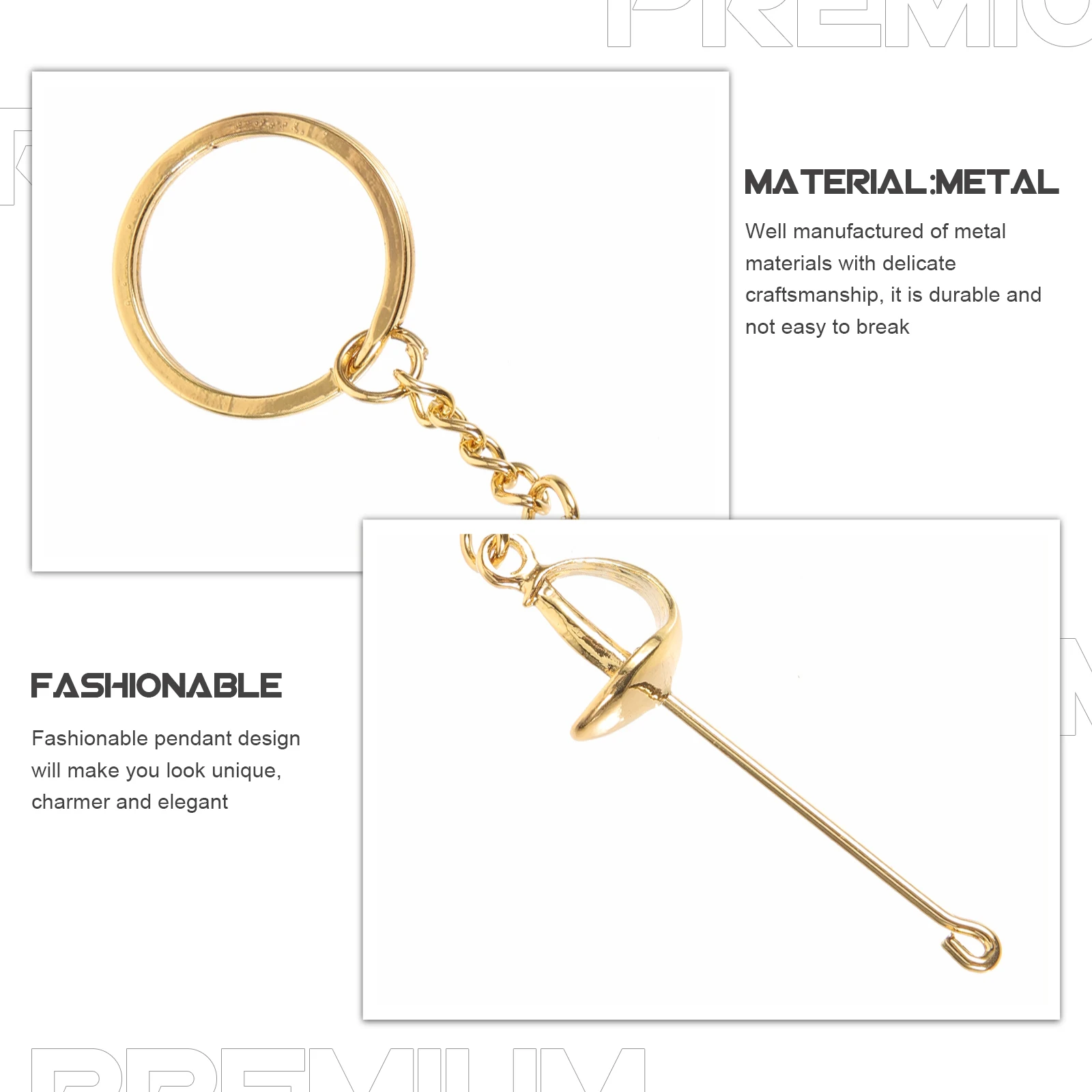 

1pcs Fencing Keychain Pendant Metal Key Rings Bag Decoration Hanging Ornaments Backpack Pendants Car Key Chain Schoolbag