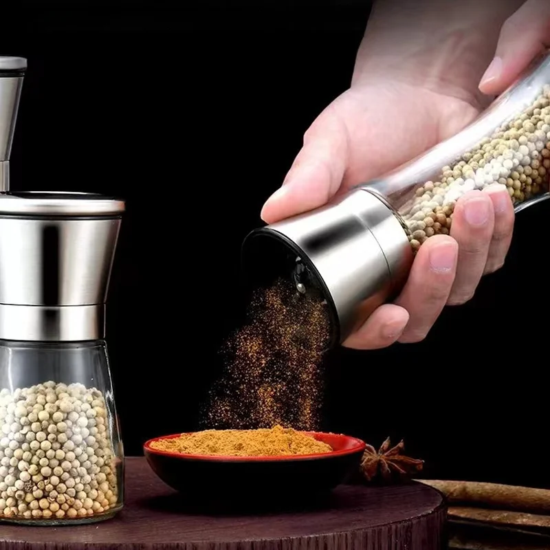 1/2pcs Manual Salt Pepper Grinder Pepper Grinder Salt Grinder Stainless Steel Salt and Pepper Shakers Kitchen Mills Accessories