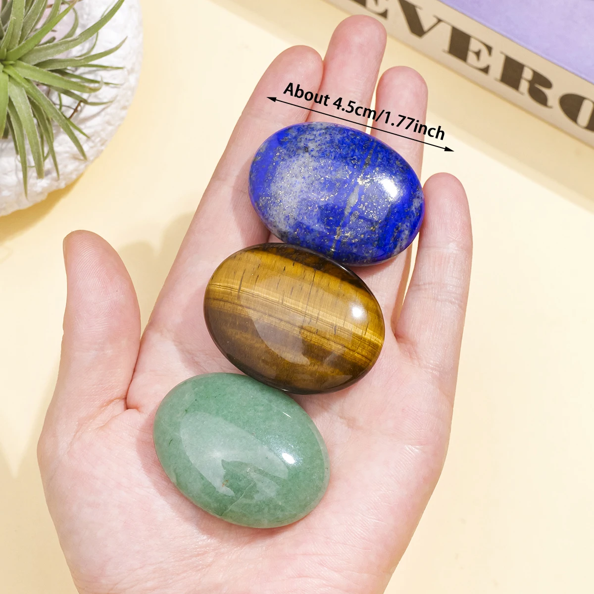 1PC Pink Crystal Amethyst Tiger Eye Thumb Worry Stone for Anxiety Stress Relief Chakras Natural Crystals Meditation Tool