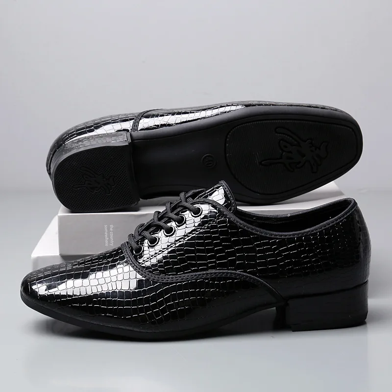 أحذية الرقص الرجالية المصنوعة من الجلد الأسود للاستخدام الداخلي/الخارجي ونعل ناعم من التانغو السالسا ذات الطابع اللاتيني للرجال #6