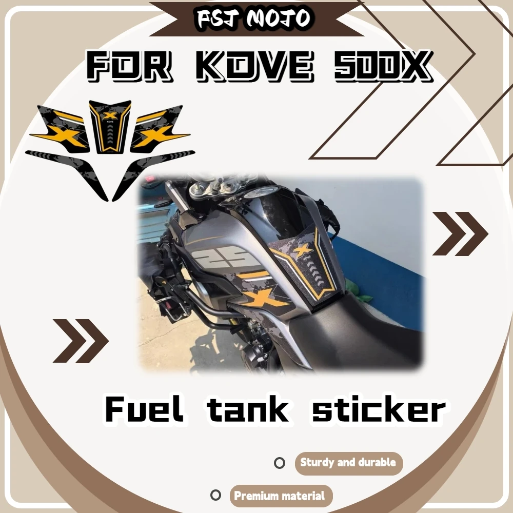 For Kove 500X Motorbike Matte Fuel Tank Fishbone Decal Shock Resistant Self-Adhesive Body Decor Sticker Lossless Install Accesso
