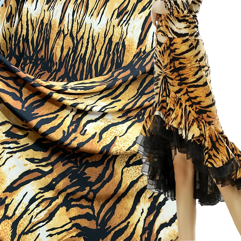 

Four-sided Large Stretch Spandex Lycra Printing Fabric Tiger Print Leopard Print Latin Dance Clothing Dress Swimsuit Fabrics