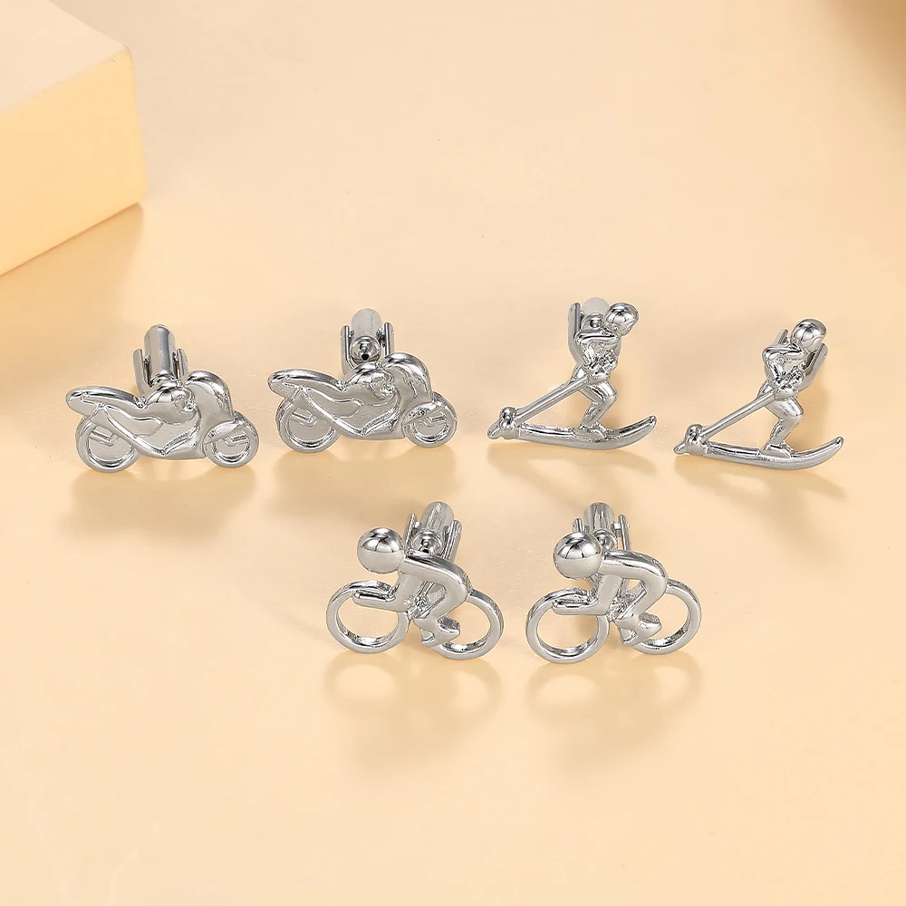 Mens Sporty Motorcycle Bicycle Riding Design Cufflinks Bike Motobike Shaped Cuff Button Winter Skier Gemelos