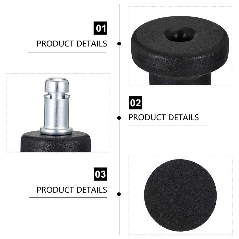 Twin Caster Wheels Fixed Pads Feet for Replacement Tables and Chairs Office Casters Black