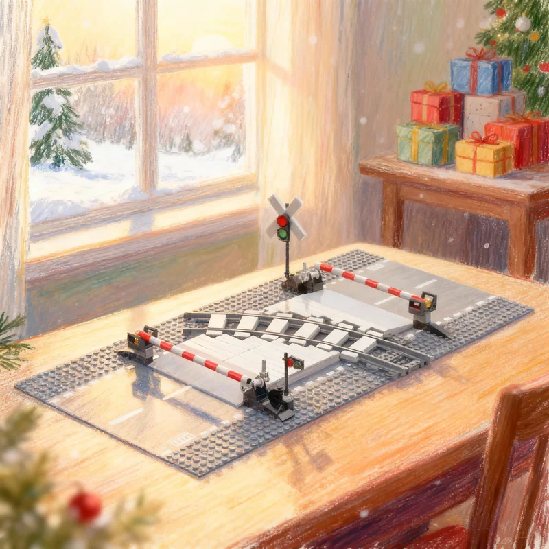 

200 деталей MOC: Железнодорожный переезд, поворотный путь, модель города, строительные блоки, конструктор, творческий подарок на Рождество, развивающая игрушка