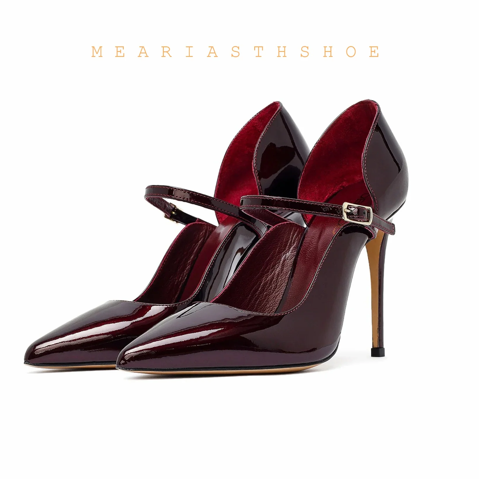 

Women's Pointed Toe High Heels Hollow out Super High Heel Party Shoes Mary Jane Ankle Strap Buckle Design Elegant Single Shoes