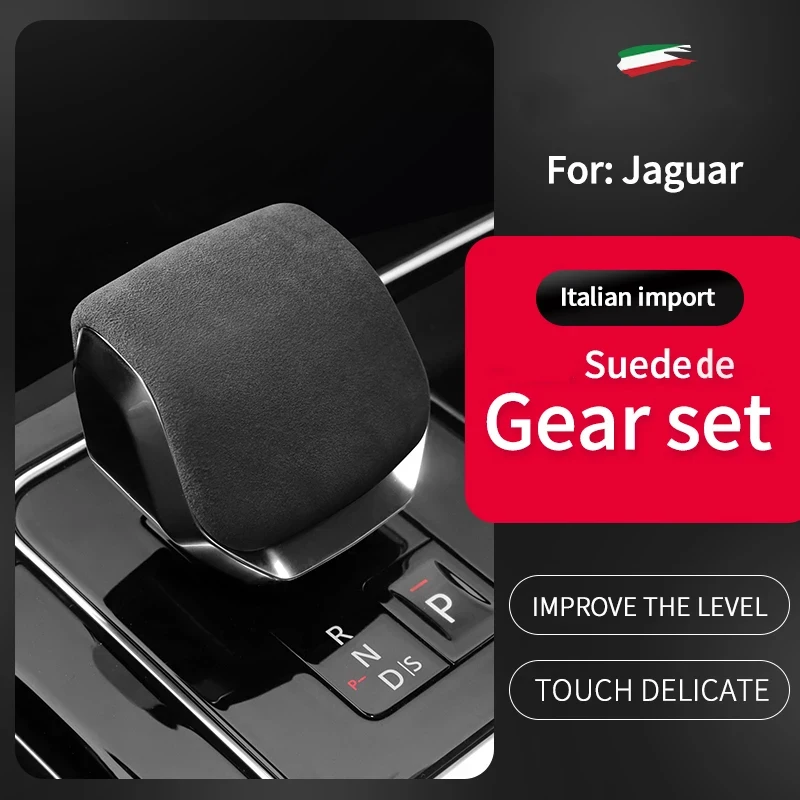 Suede Car Gear Lever Collar Shift Handle Knob Sticker Cover For Jaguar XFL F-PACE 2021-2024 Interior Styling Moulding Trim