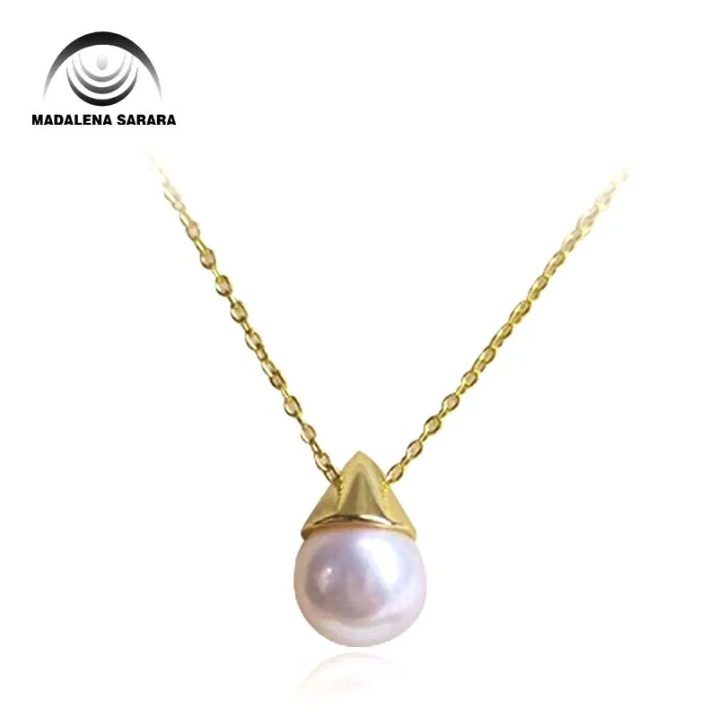 MADALENA SARARA 8mmSaltwater Akoya Pearl Perfect Round Simple Style 18K Gold Chain Necklace