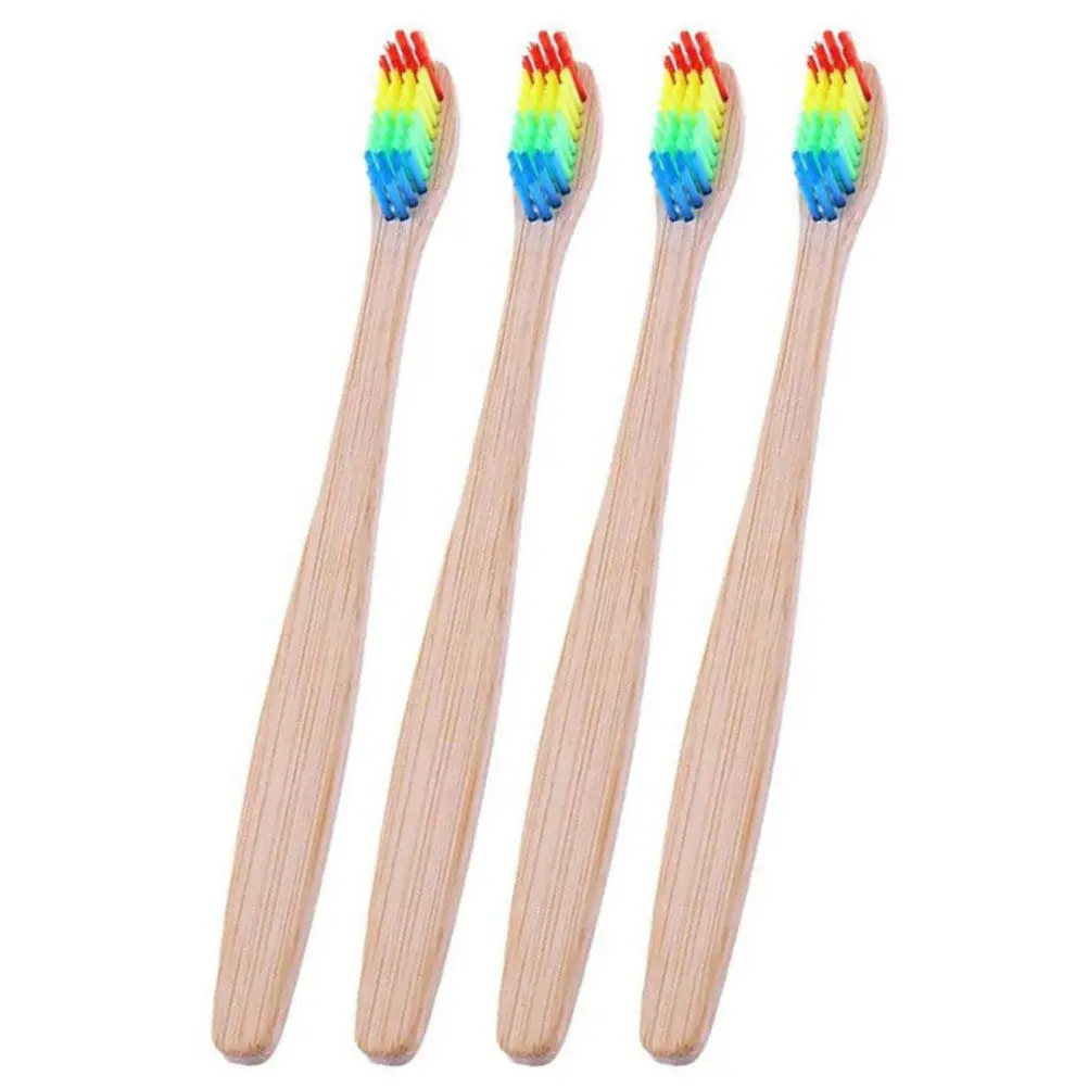 Bamboo Toothbrush 4 Pack for Adults Soft Bristles Oral Care for Effective Cleaning Home Travel Family Gift